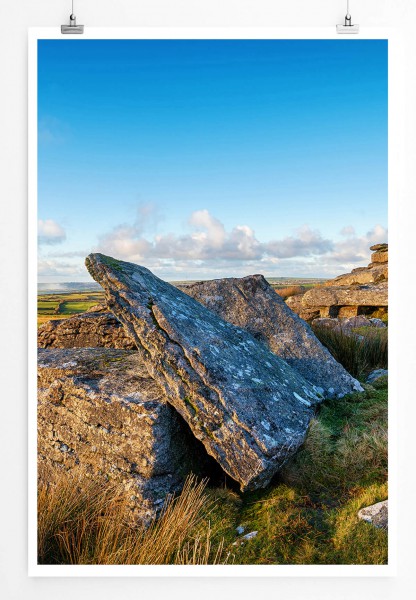 Paul Sinus Art Landschaftsfotografie 60x90cm Poster Granitfelsen beim Bodmin Moor Cornwall UK