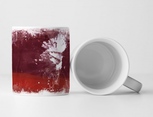 Paul Sinus Art Tasse Geschenk weinrot, roter Hintergrund, weißer Farbfleck