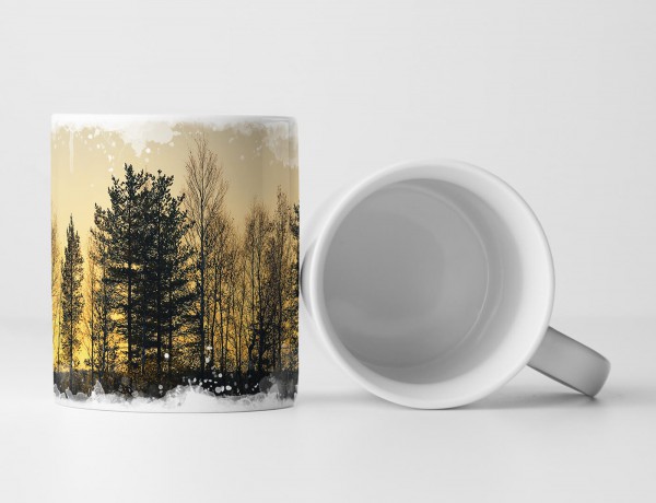 Paul Sinus Art Tasse Geschenk Landschaftsfotografie – Waldsilhouette am See