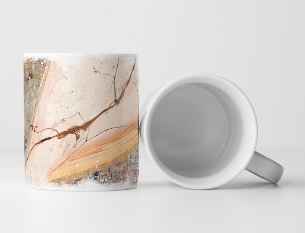 Paul Sinus Art Tasse Geschenk helllachsfarbener Hintergrund, orangem Riss + Aufschrift