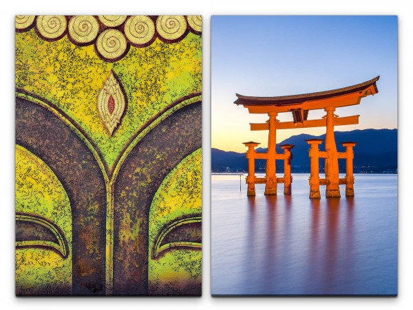 Paul Sinus Art 2 Bilder je 60x90cm Itsukushima-Schrein Japan Buddhismus Stille Religion Asien Meditation