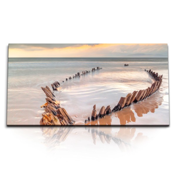 Paul Sinus Art Kunstdruck Bilder 120x60cm Altes Schiffswrack Meer Strand Horizont