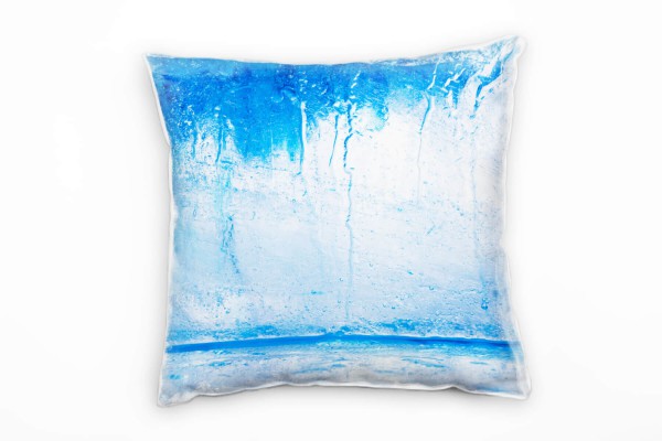 Paul Sinus Art Macro, Eiswürfel, blau Deko Kissen 40x40cm für Couch Sofa Lounge Zierkissen