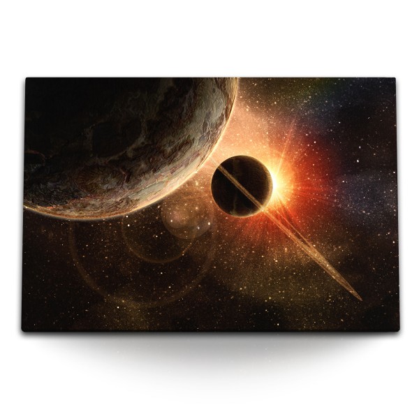 Paul Sinus Art 120x80cm Wandbild auf Leinwand Planeten Sterne Galaxie Weltraum All Kosmos