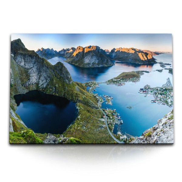 Paul Sinus Art 120x80cm Wandbild auf Leinwand Lofoten Inseln Norwegen Natur Meer Klippen Berge