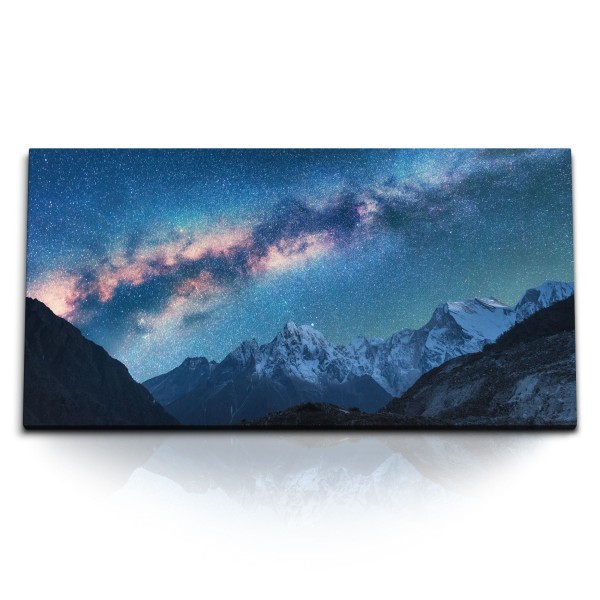 Paul Sinus Art Kunstdruck Bilder 120x60cm Berge bei Nacht Astrofotografie Milchstraße Sternenhimmel