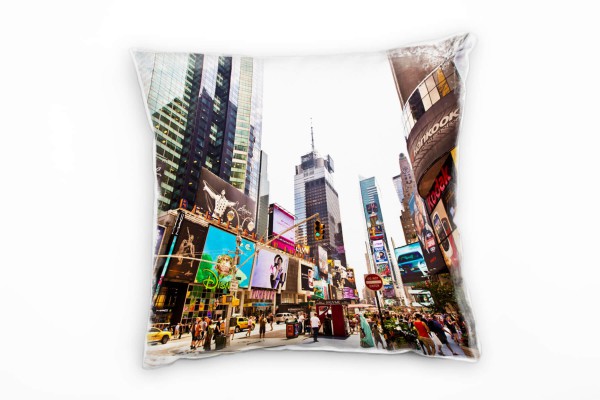 Paul Sinus Art Urban und City, bunt, Times Square, New York Deko Kissen 40x40cm für Couch Sofa Lounge Zierkissen