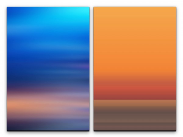 Paul Sinus Art 2 Bilder je 60x90cm Minimal Horizont Blau Orange Harmonisch Beruhigend Sanft