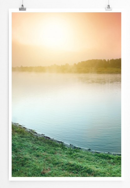 Paul Sinus Art 60x90cm Landschaftsfotografie Poster Sonnenaufgang im Nebel