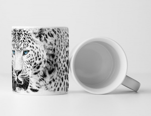 Paul Sinus Art Tasse Geschenk Tierfotografie – Schöner Leopard mit blauen Augen