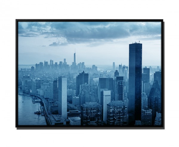 Paul Sinus Art 105x75cm Leinwandbild Petrol Stadt Gebäude New York -city Manhattan Sonnenstrahlen