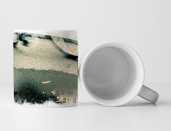 Paul Sinus Art Tasse Geschenk Künstlerische Fotografie – Fahrradspiegelung in Pfütze