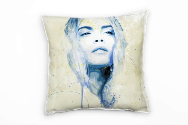 Paul Sinus Art Cara Delevingne Deko Kissen Bezug 40x40cm für Couch Sofa Lounge Zierkissen