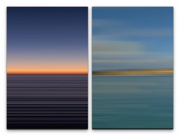 Paul Sinus Art 2 Bilder je 60x90cm Horizont Abendröte Minimal Harmonisch Sanft Entspannend Frieden