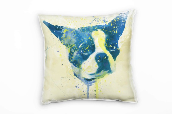 Paul Sinus Art French Dog Deko Kissen Bezug 40x40cm für Couch Sofa Lounge Zierkissen