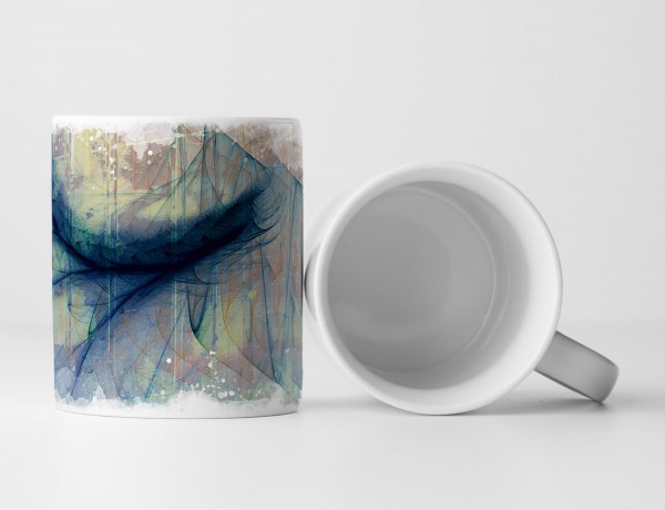 Paul Sinus Art Tasse Geschenk abstraktes Tintenmuster und pastellfarbener Hintergrund