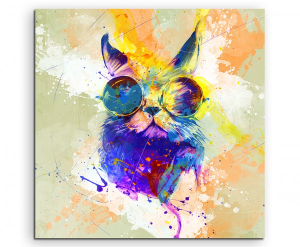 Cool Cat 60x60cm Aquarell Art Leinwandbild