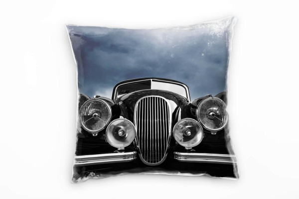 Paul Sinus Art Urban, Vintage, Auto, Scheinwerfer, schwarz, grau Deko Kissen 40x40cm für Couch Sofa Lounge Zierkiss