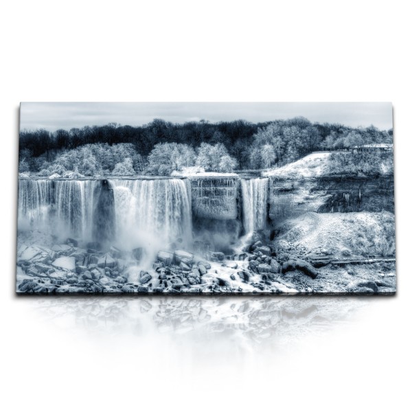 Paul Sinus Art Kunstdruck Bilder 120x60cm Wasserfall im Winter Winterlandschaft Fluss Natur