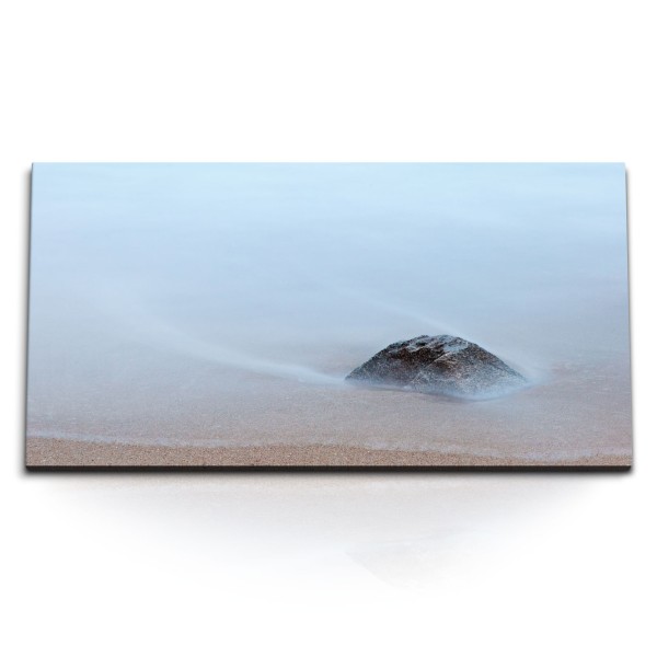 Paul Sinus Art Kunstdruck Bilder 120x60cm Sandstrand runder Stein Meer Strand Fotokunst