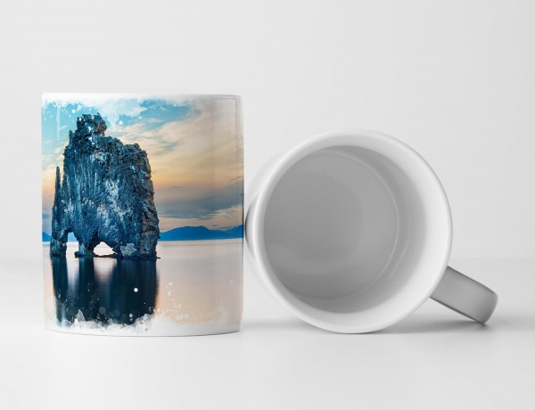 Paul Sinus Art Tasse Geschenk Landschaftsfotografie – Markanter Felsen Hvitserkur Island