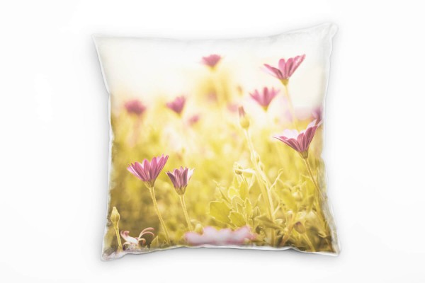 Paul Sinus Art Blumen, grün, lila, Blumenwiese, Sommer Deko Kissen 40x40cm für Couch Sofa Lounge Zierkissen