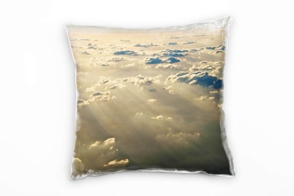 Paul Sinus Art Natur, gelb, grau, Wolken, Sonnenstrahlen Deko Kissen 40x40cm für Couch Sofa Lounge Zierkissen