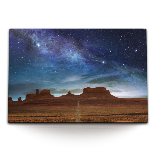 Paul Sinus Art 120x80cm Wandbild auf Leinwand Monument Valley Arizona USA Berge Sterne Milchstraße