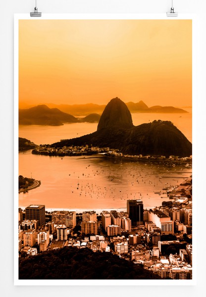 Paul Sinus Art 90x60cm Poster Sugar Loaf und Botafogo Beach in Rio de Janeiro Brasilien