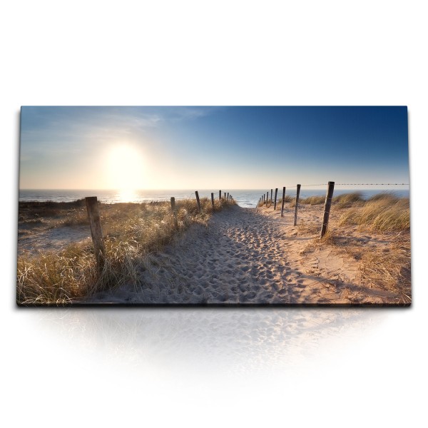 Kunstdruck Bilder 120x60cm Nordsee Deutschland Meer Sandstrand Sonnenuntergang