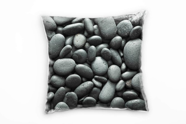 Paul Sinus Art Macro, Steine, grau, verschiedene Formen, dunkel Deko Kissen 40x40cm für Couch Sofa Lounge Zierkisse