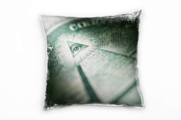 Paul Sinus Art Macro, US Dollar, Geld, grau, grün Deko Kissen 40x40cm für Couch Sofa Lounge Zierkissen