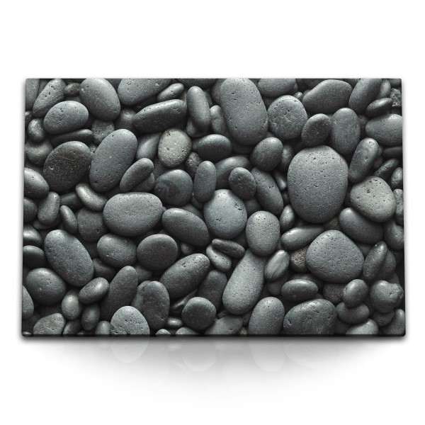 Paul Sinus Art 120x80cm Wandbild auf Leinwand Schwarze runde Steine Schwarz Weiß Fotografie