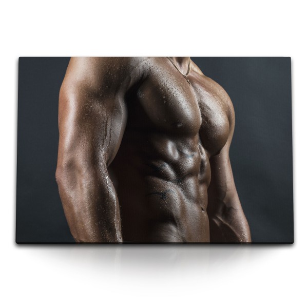 Paul Sinus Art 120x80cm Wandbild auf Leinwand Bodybuilder Sexy Sixpack Männerkörper Muskeln