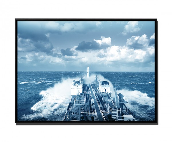 Paul Sinus Art 105x75cm Leinwandbild Petrol Tankschiff auf Meer