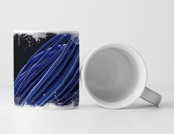 Paul Sinus Art Tasse Geschenk Digitale Grafik – Blaue Streifen auf schwarzem Hintergrund