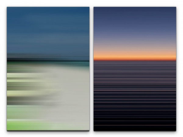 Paul Sinus Art 2 Bilder je 60x90cm Horizont Abendröte Minimal Strand Sonnenuntergang Himmel Büro