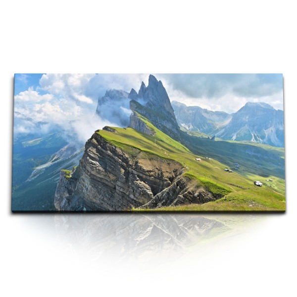 Paul Sinus Art Kunstdruck Bilder 120x60cm Alpen Italien Berge Wiese Berglandschaft Natur