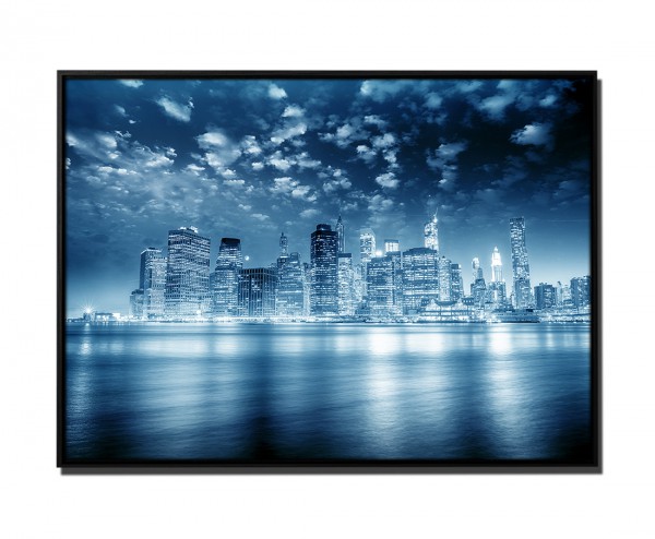 Paul Sinus Art 105x75cm Leinwandbild Petrol Sonnenuntergang Skyline Manhattan