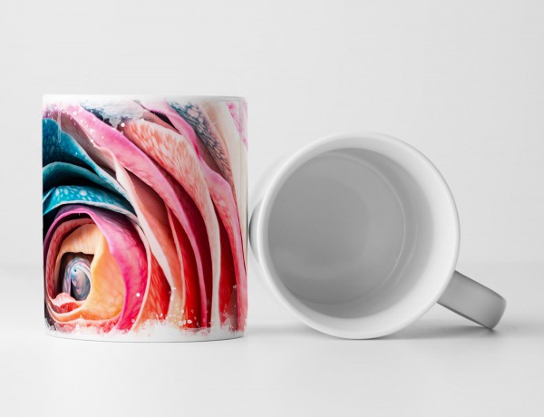 Paul Sinus Art Tasse Geschenk Künstlerische Fotografie – Blau eingefärbte Rose