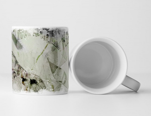 Paul Sinus Art Tasse Geschenk hellgrau – grüne Abstraktion