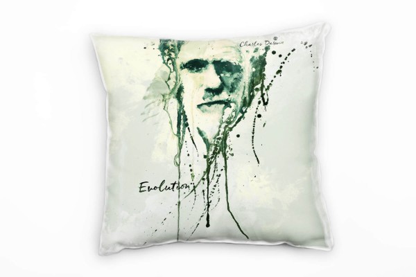 Paul Sinus Art Charles Darwin II Deko Kissen Bezug 40x40cm für Couch Sofa Lounge Zierkissen