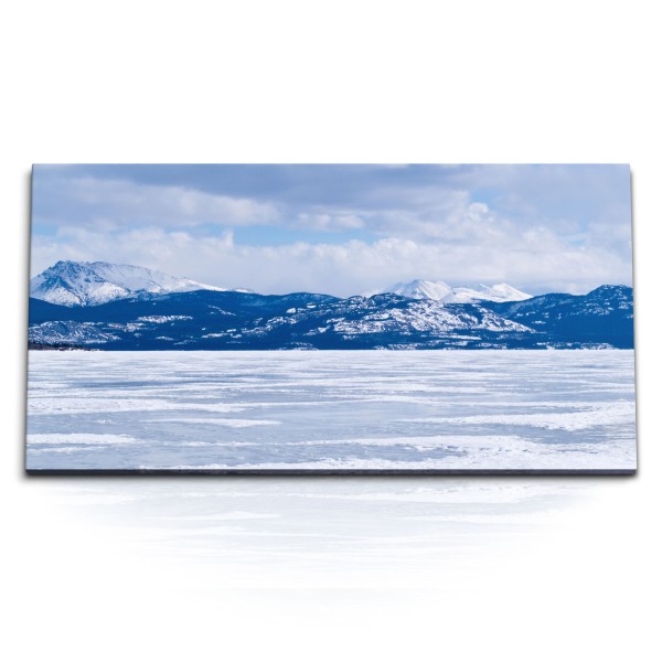 Paul Sinus Art Kunstdruck Bilder 120x60cm Winterlandschaft Berge Blau Eis Schnee Weiß