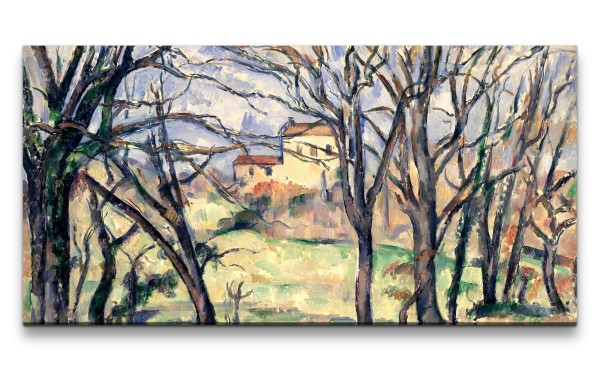 Paul Sinus Art Remaster 120x60cm Paul Cézanne weltberühmtes Wandbild Trees and Houses zeitlose Kunst