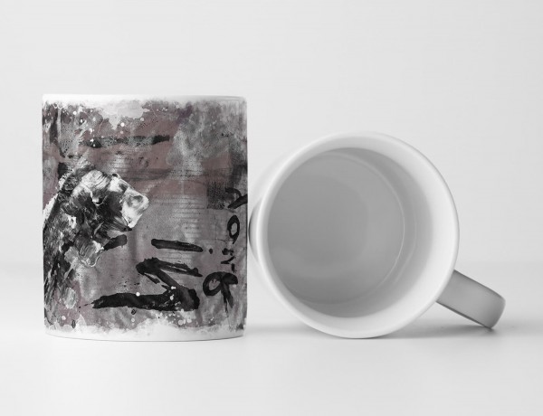 Paul Sinus Art Tasse Geschenk hellgrau-dunkelgraue Abstraktion; schwarze Elemente