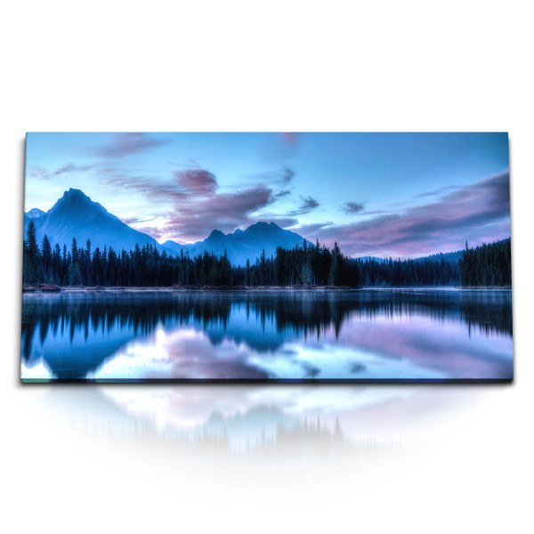 Paul Sinus Art Kunstdruck Bilder 120x60cm Spillway Lake Kanada Natur See Berge Sonnenaufgang