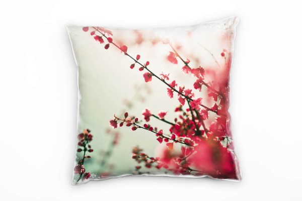 Paul Sinus Art Blumen, rosa, türkis, Sommer, asiatisch Deko Kissen 40x40cm für Couch Sofa Lounge Zierkissen