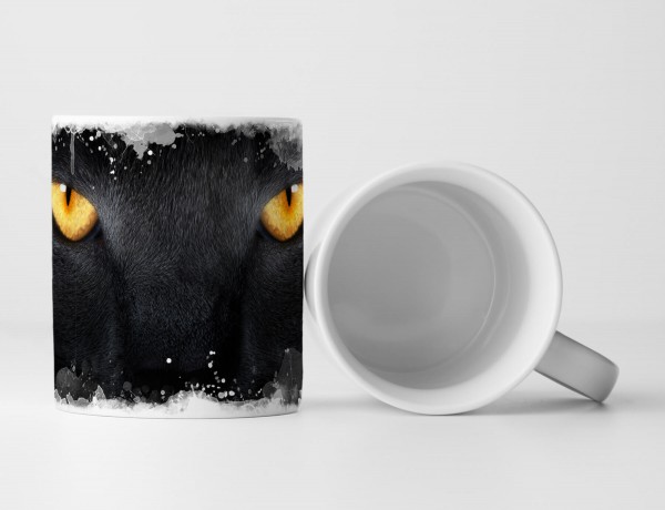 Paul Sinus Art Tasse Geschenk Tierfotografie – Goldene Augen einer schwarzen Katze