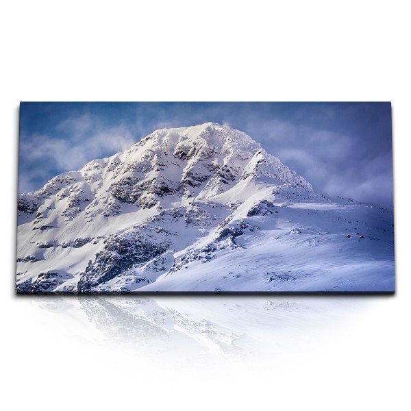 Paul Sinus Art Kunstdruck Bilder 120x60cm Berggipfel Schnee Schneegipfel Berge Blau