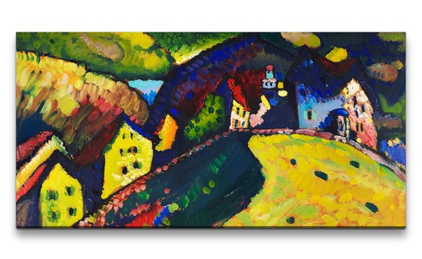 Paul Sinus Art Remaster 120x60cm Wassily Kandinsky weltberühmtes Wandbild Farbenfroh Zeitlos Houses at Murnau